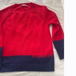 Burberry Children Boy's 10y Red And Navy Blue Cashmere Sweater
